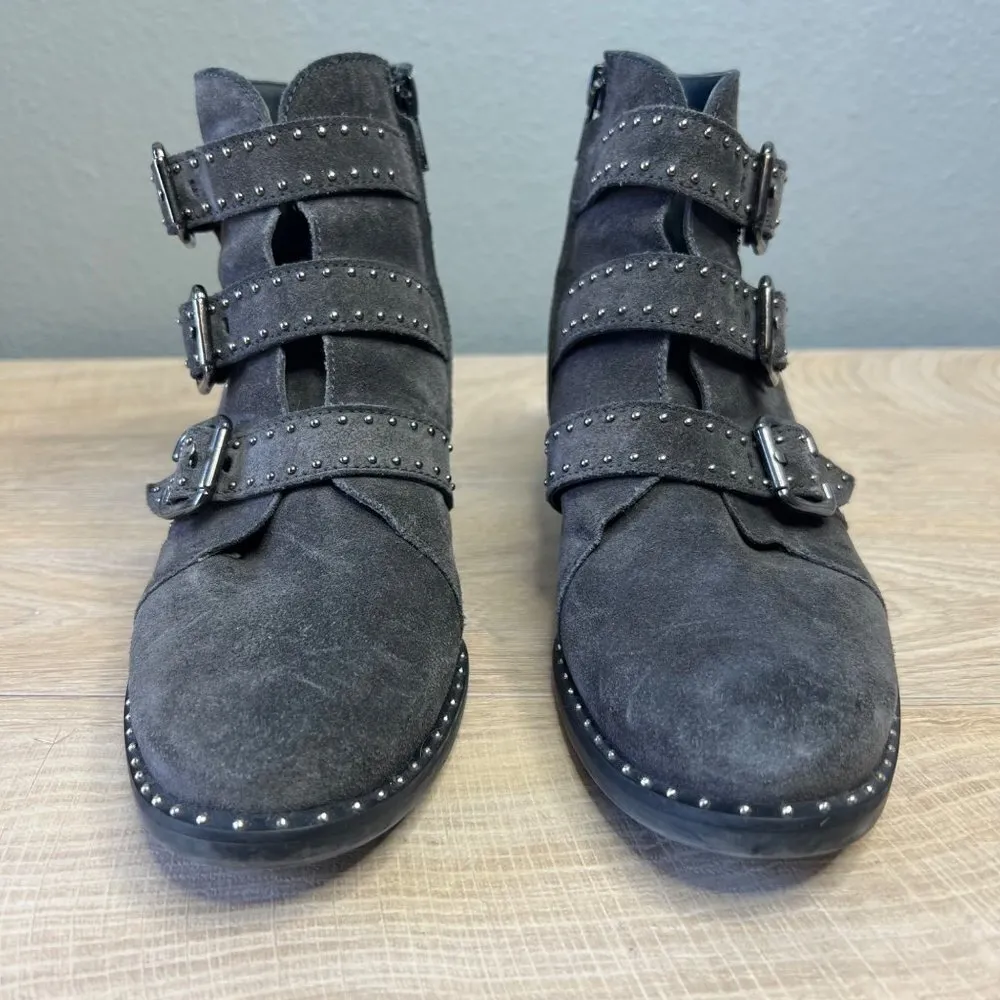 Paul Green Soho Moto Studded‎ Triple Strap Buckle Suede Ankle Boot Booties 6.5 - Image 3