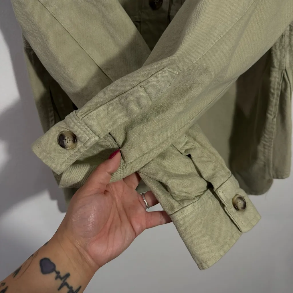 NWT Zara‎ Cotton Overshirt Jacket Green Size X-Large - Image 8