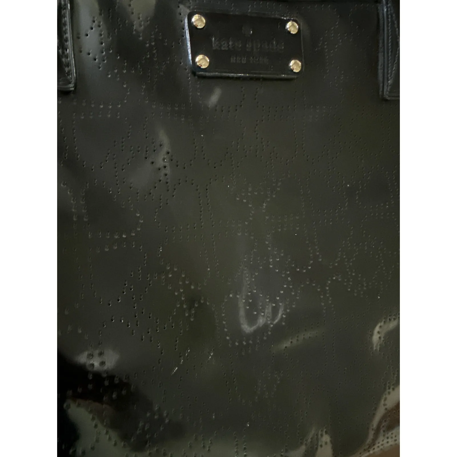 Kate Spade Large Harmony Metro Perforated Black Patent Leather Bag - Image 3