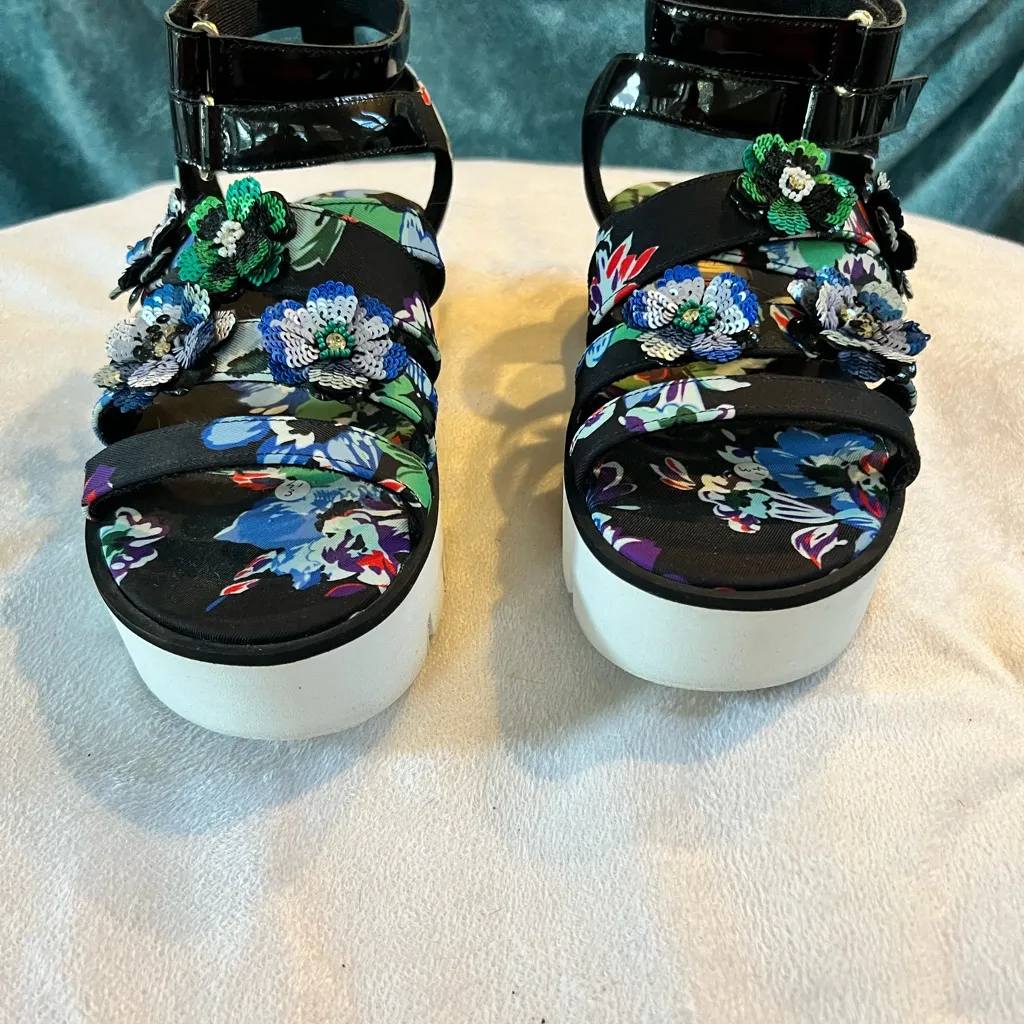 MSGM blue flower sandals white rubber platform size 41 US 9 - Image 3