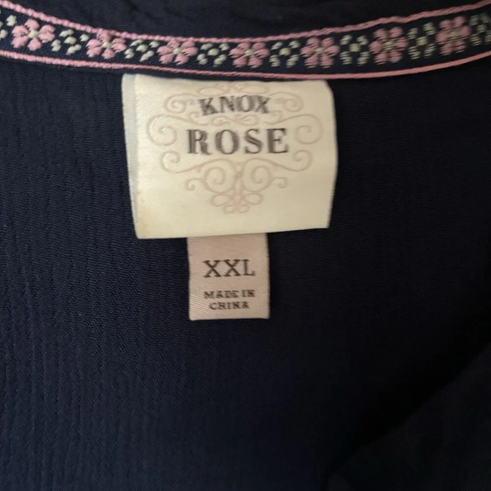Knox Rose Midi Shirt Dress Womens XXL Blue Gauze Button Up Sleeveless - Image 5
