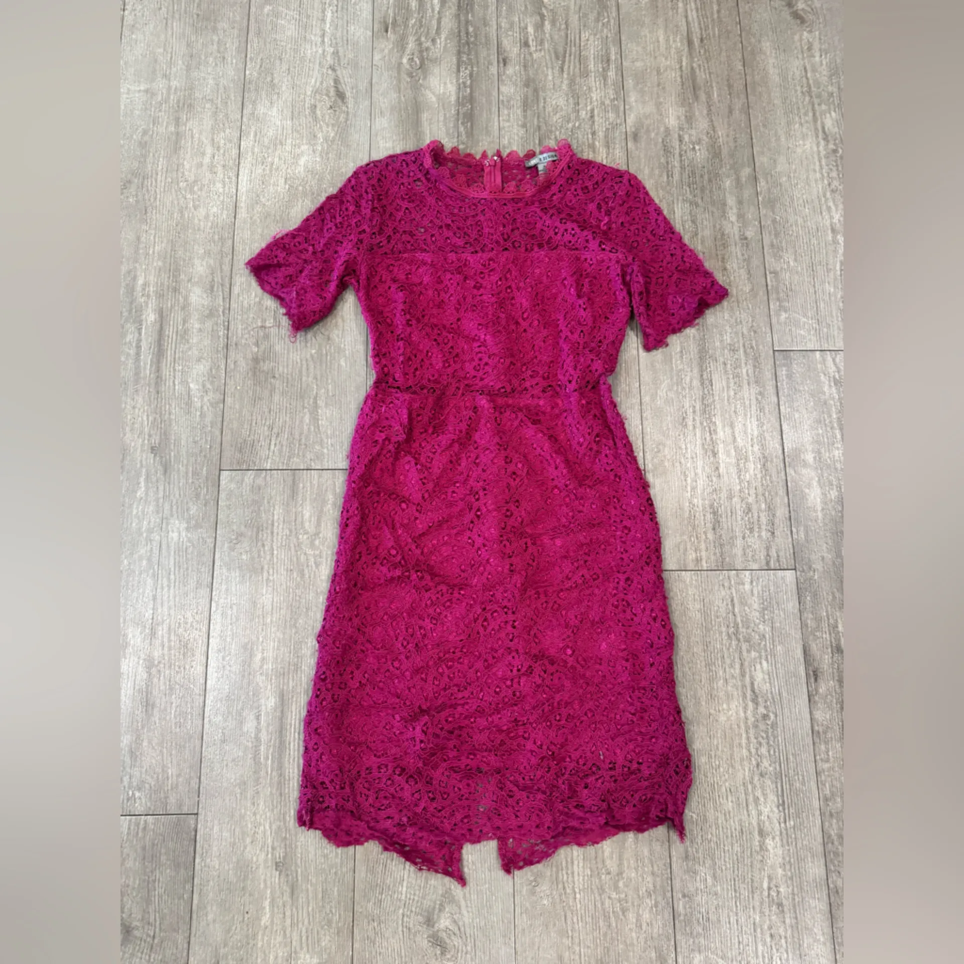 Love By Design Fuchsia Lace Midi Dress - Image 6