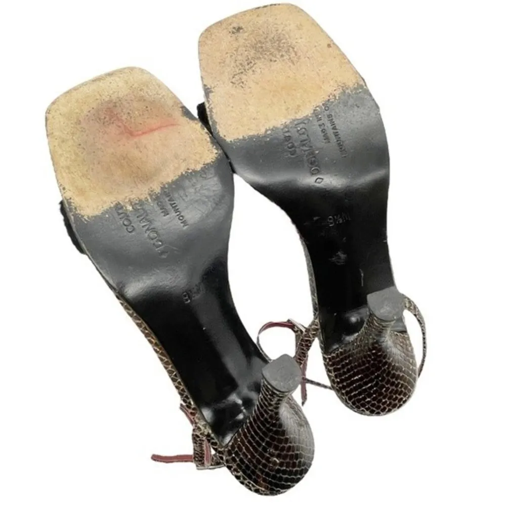 Vintage Donald J Pliner Couture Snakeskin Ankle Wrap Strappy Sandals Size 8.5 Black - Image 14