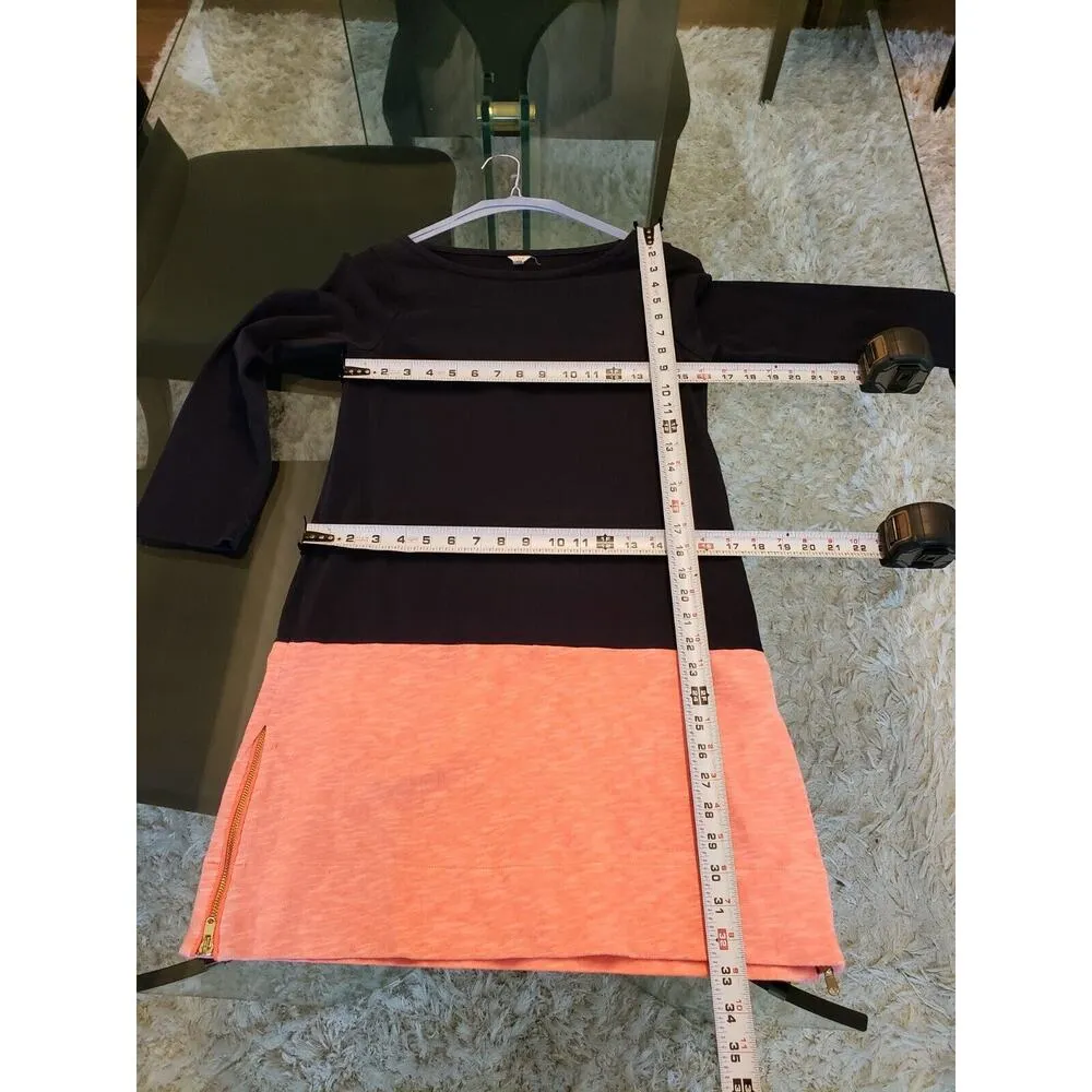 J. Crew Women's Blue Pink 100% Cotton Round Neck Long Sleeve Knee Length Dress S - Image 12