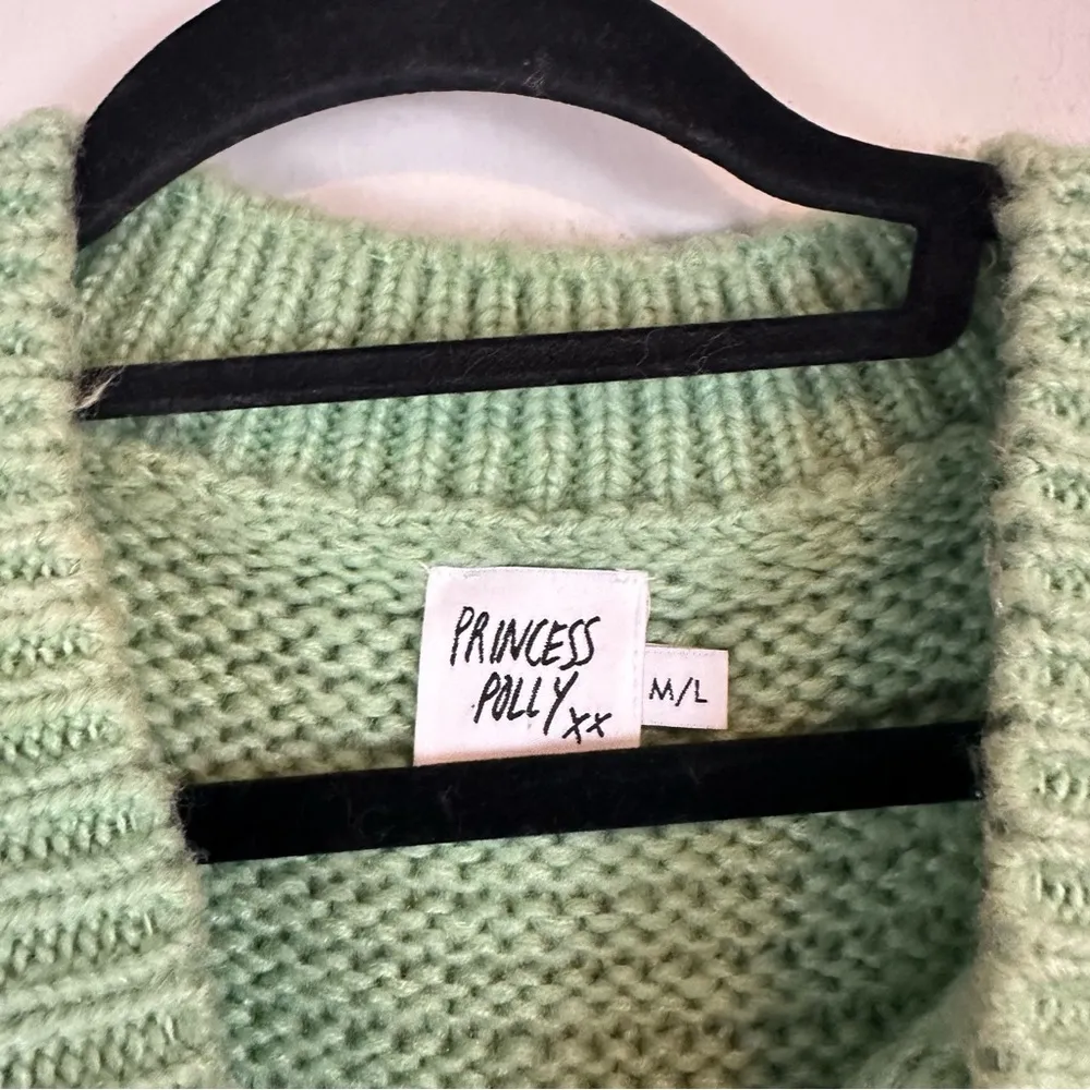 Princess Polly | Light Green Chunky Cable Knit Oversized Pullover Sweater M/L - Image 3