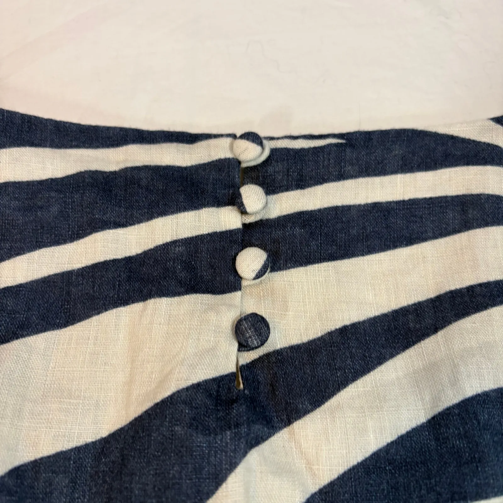 Boden women’s linen zebra dress. Blue cream. Elbow sleeve. Size 8. Workwear. - Image 7