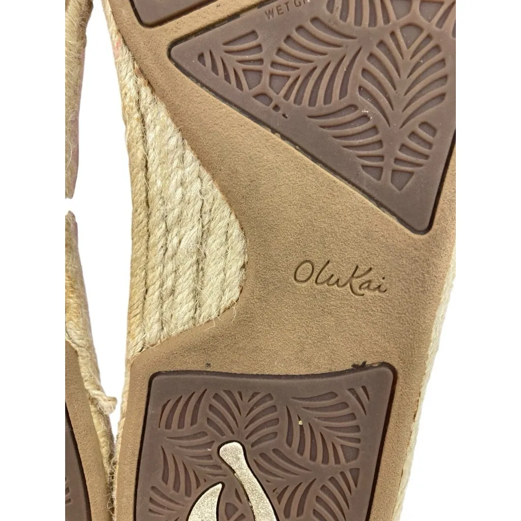*Olukai Pink Kaula Pa'a Kapa Espadrilles Shoes Womens Size 8 Fold Heel Slip On - Image 13