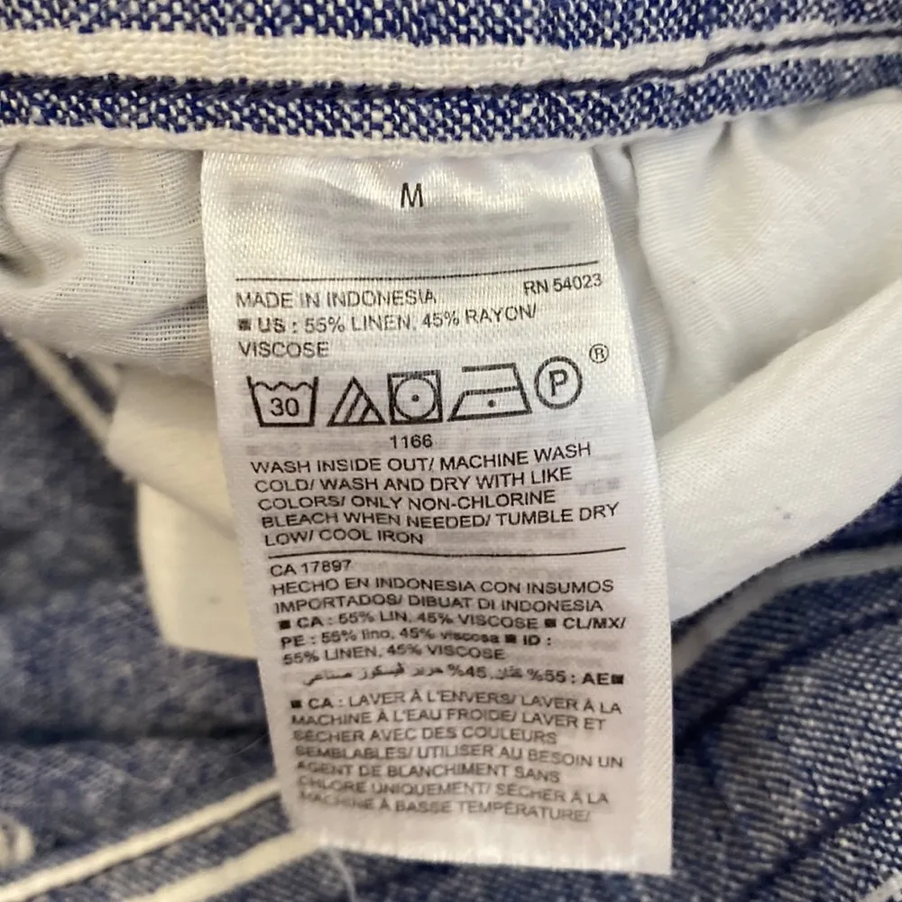 Old Navy Blue & White Striped Casual Linen Blend Wide Leg Joggers EUC Sz M - Image 7