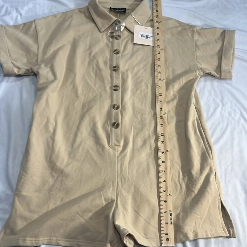 Kittenish vera tan button down romper NWT S Small Fleece - Image 8