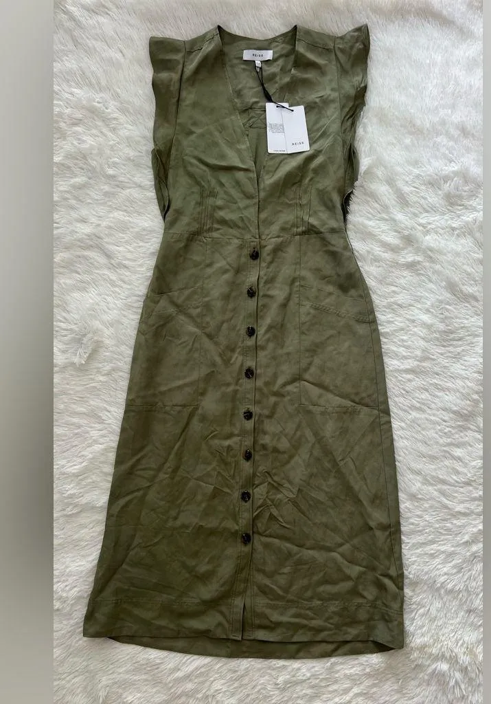Reiss Women  Olive Green Dress Size 6 - Image 4