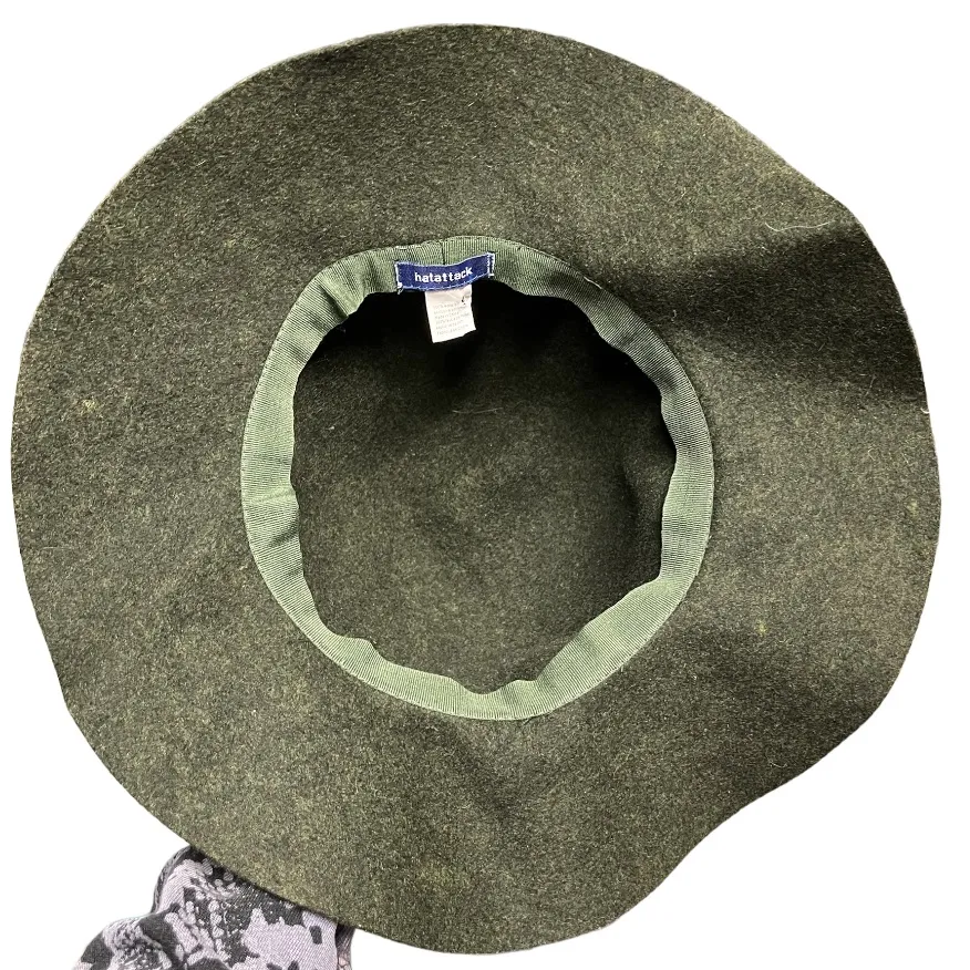 Hat attack wool floppy hat dark greena with animal print band Green - Image 7