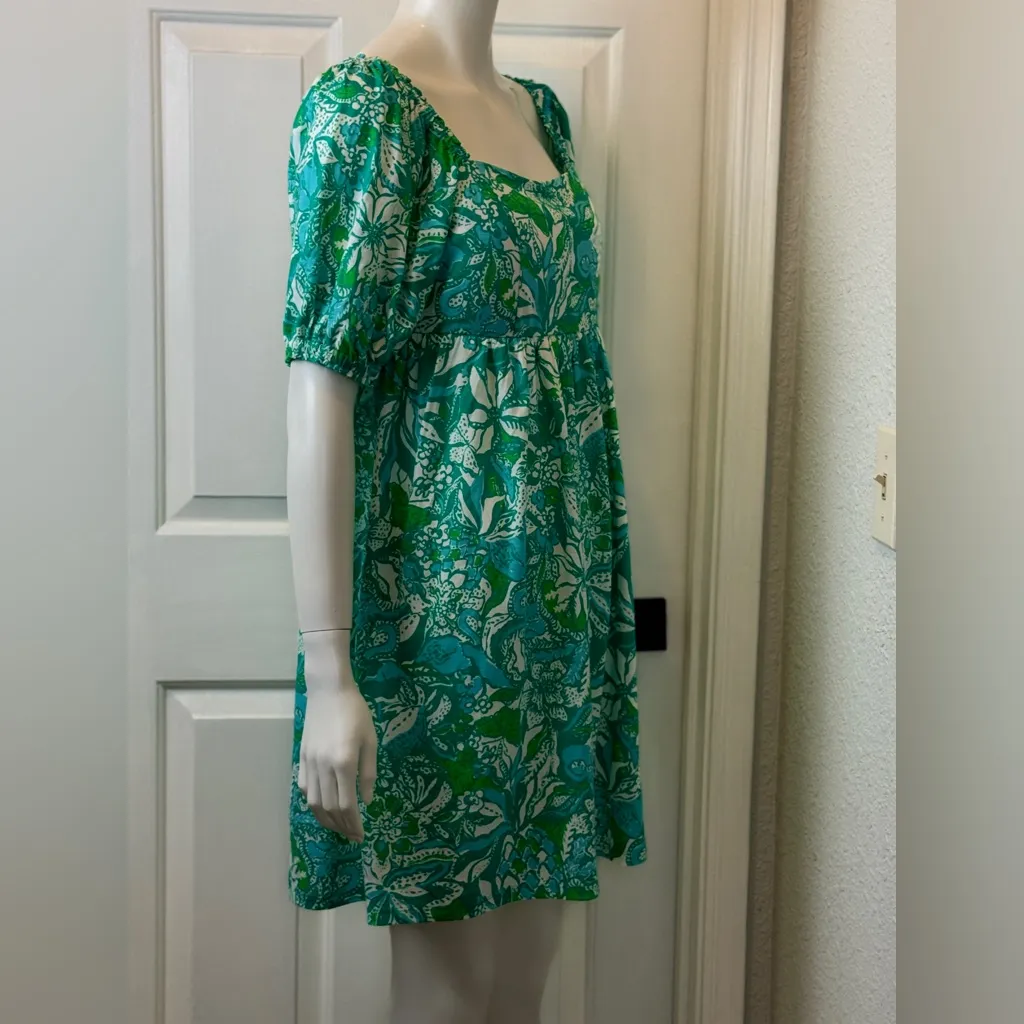Lilly Pulitzer Delaney Forest Fairy  Short Sleeve Square Neck Mini Dress Size 8 - Image 4