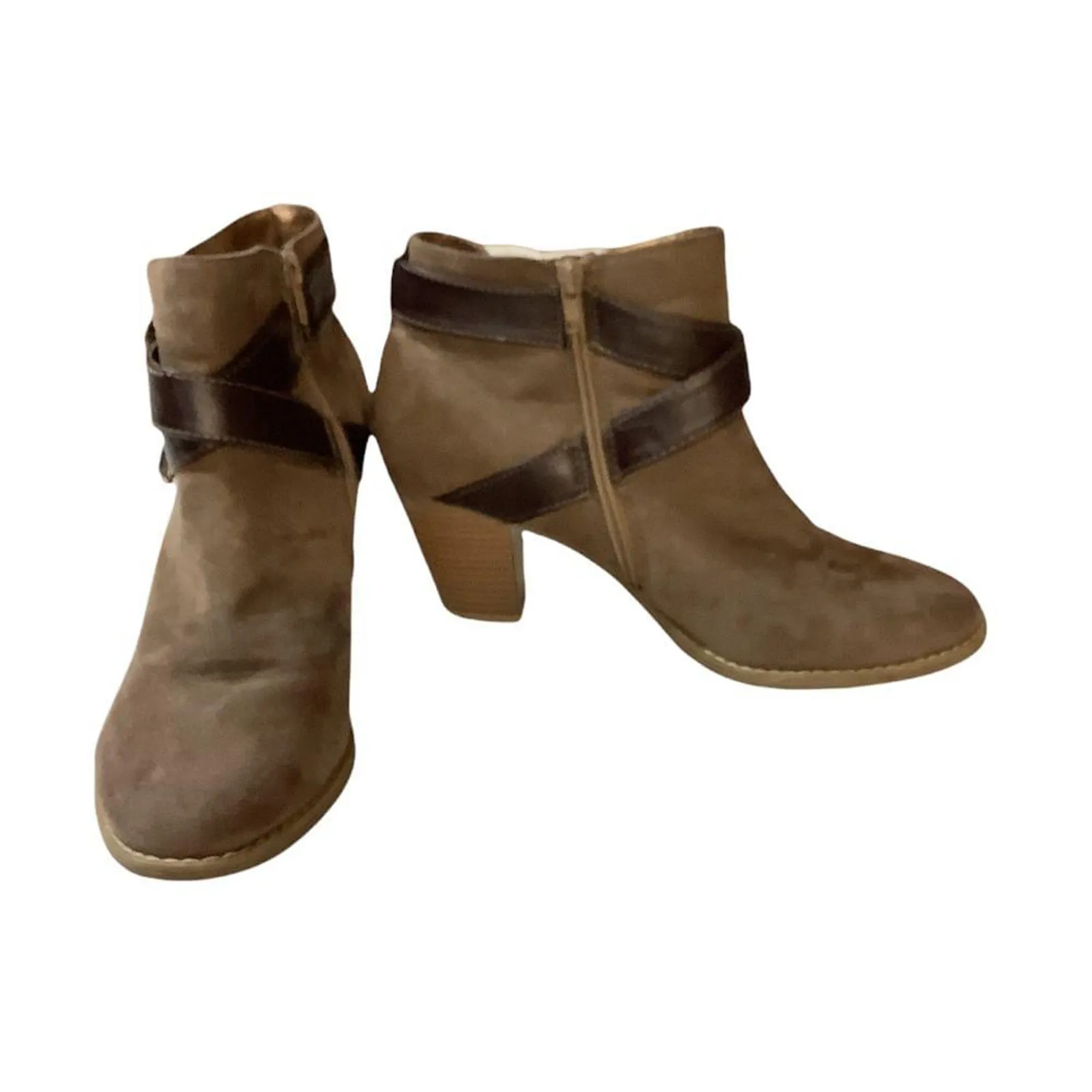 Boho Minimalist Taupe Faux Suede Ankle Booties Report Tulsa Women’s 8.5 Brown - Image 2