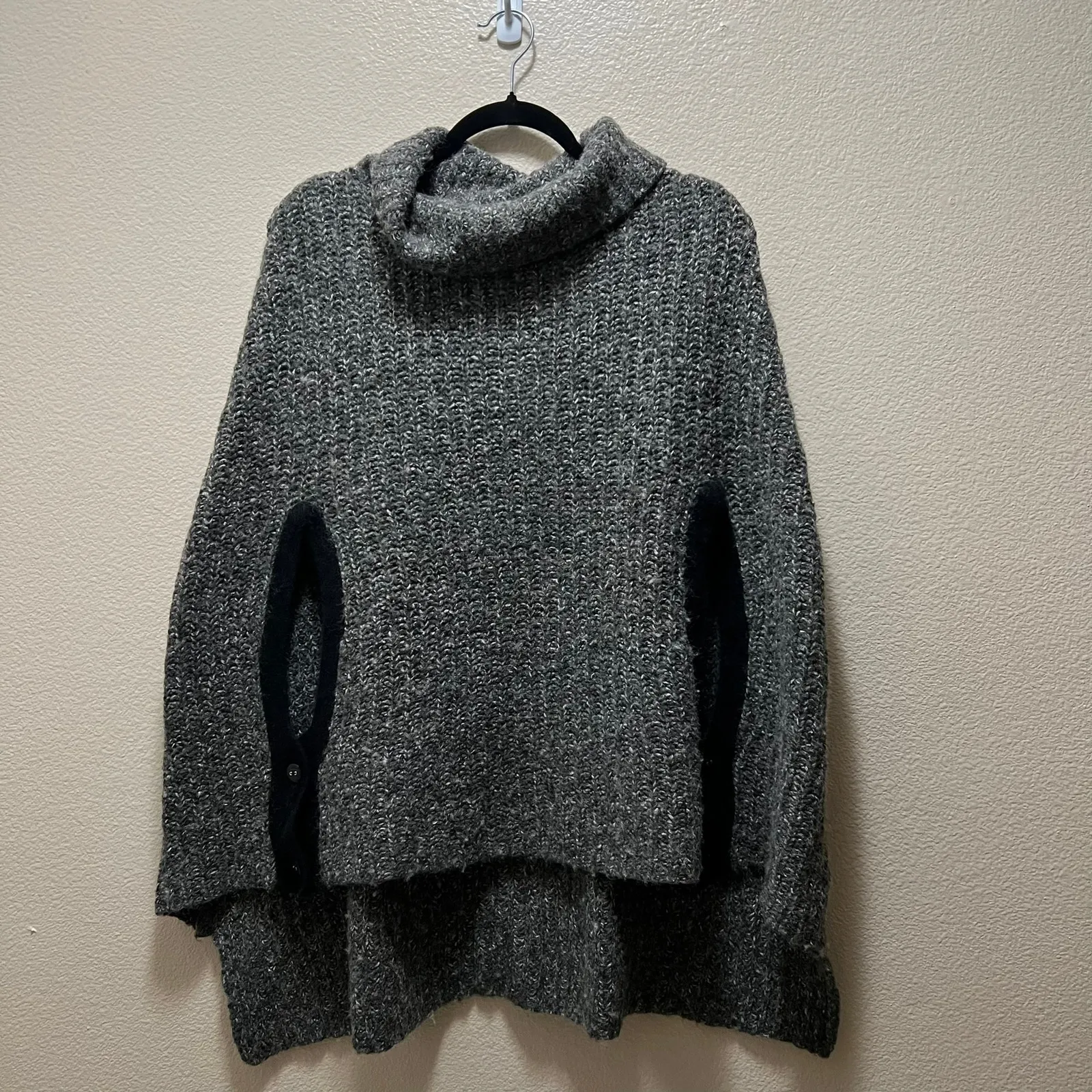 Something Else By Natalie Wood Gray Knit Turtleneck Shawl Pullover Sweater Sz L - Image 2