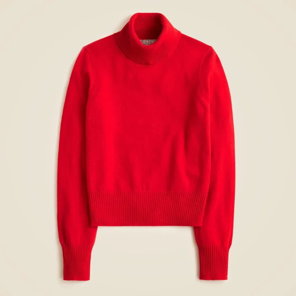 J.Crew Cashmere Shrunken Turtleneck Sweater in Classic Cardinal, Size Medium - Image 10