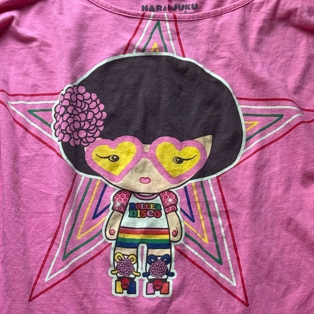 Harajuku Lovers Vintage 2005 RARE Roller Disco Tee Shirt Women’s Small Y2K - Image 2