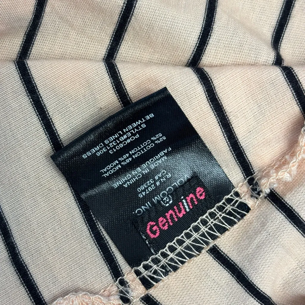 Volcom Strapless Tube Dress Peach Black Stripe Pockets M/12 - Image 5