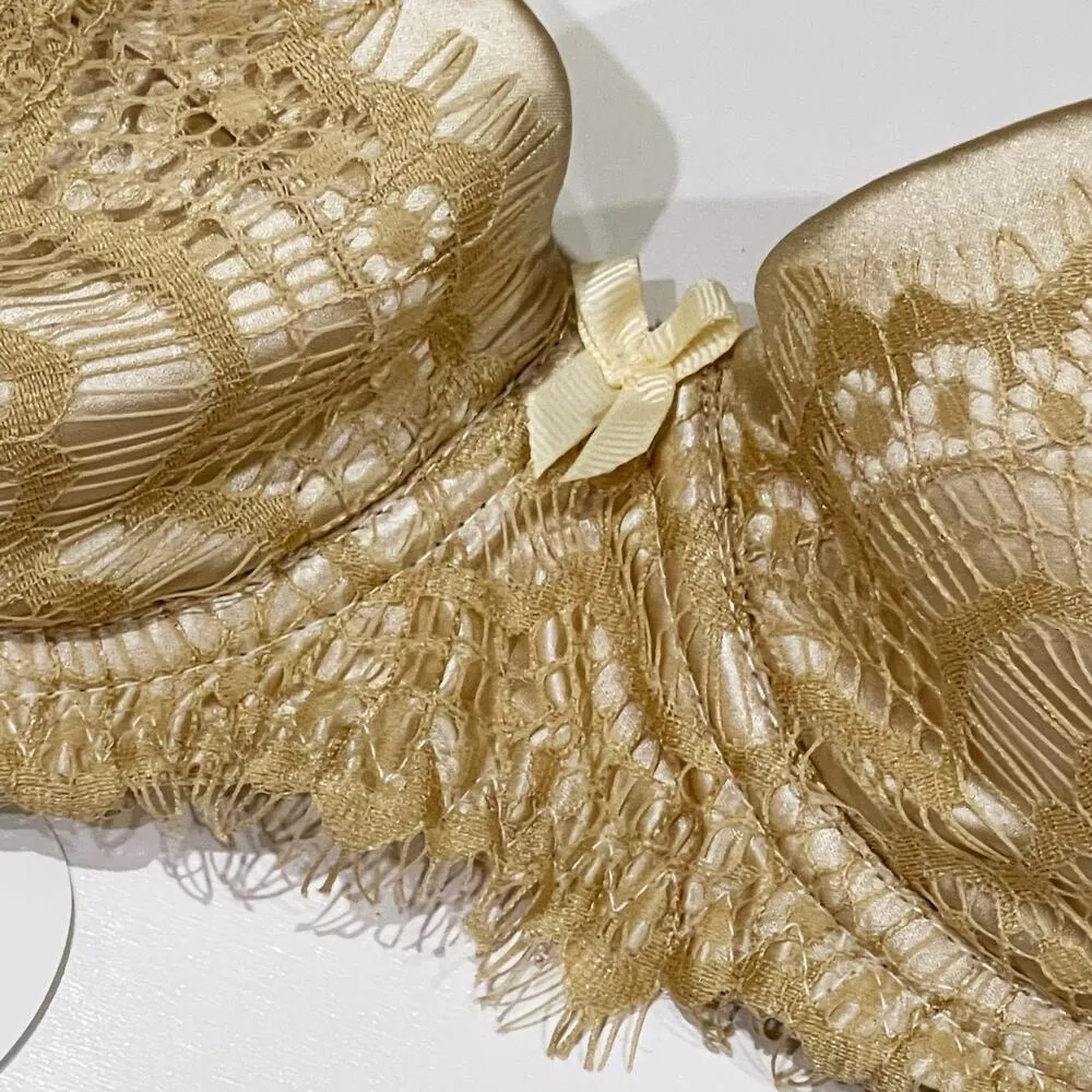 Mimi Holliday 36C Bisou Brulee Silk Satin Super Plunge Bra Damaris Lingerie Gold Size undefined - Image 6