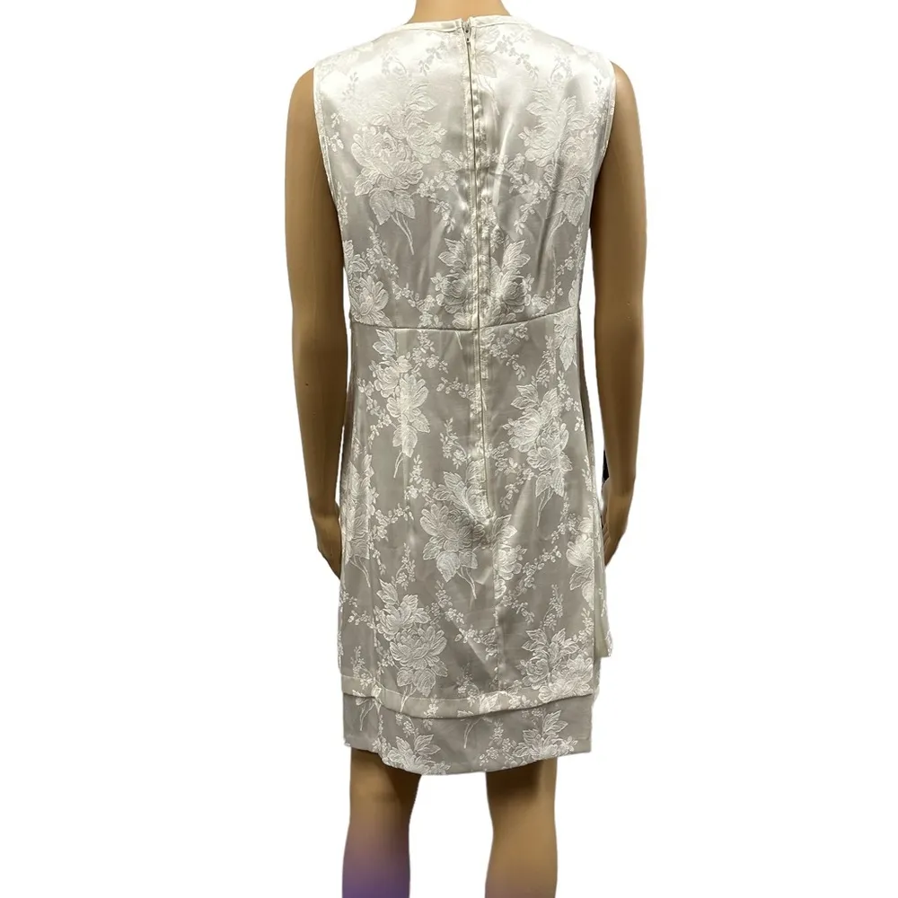 Jamie Brooks Vintage Floral Sleeveless Slit Front Layered Midi Dress Womens 12 White - Image 4