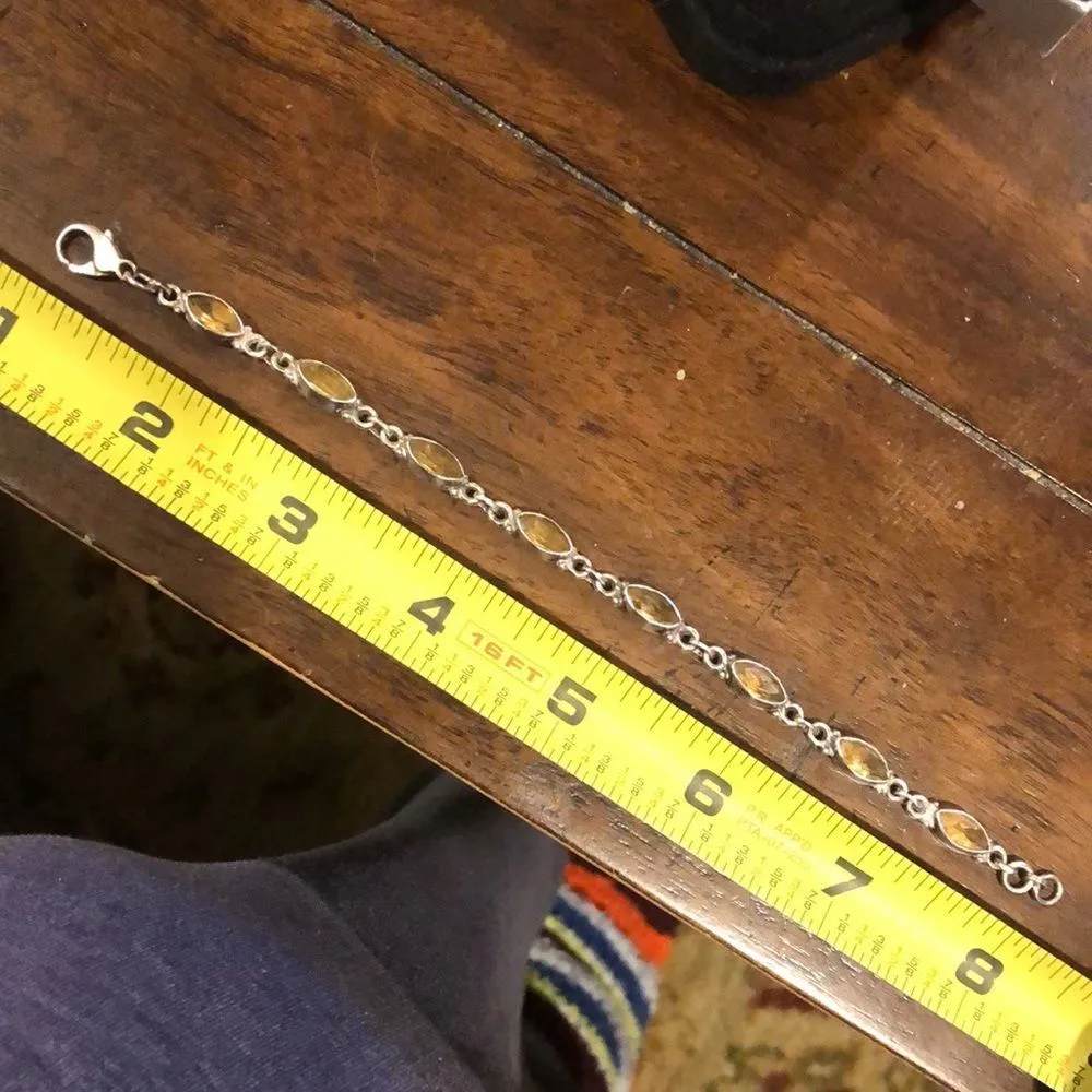 Marquise Cut Golden Citrine Faceted Sterling Silver Link Bracelet - Image 6