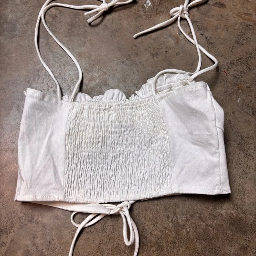 Hey babe lace up corset Crop Top Sz Small White - Image 4