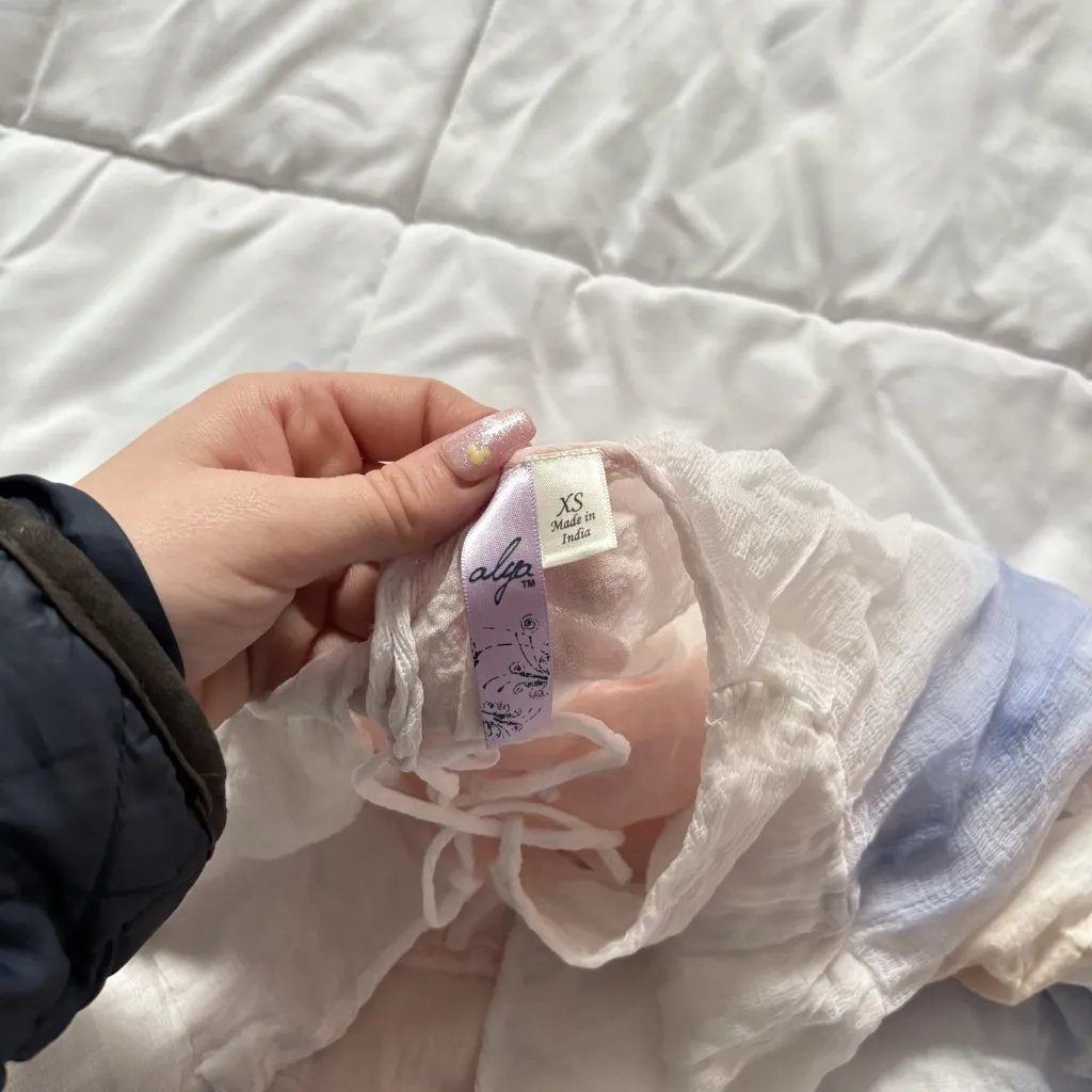 Womens Size XS White High Neck Mini Dress Flowy Summer Boho Cottagecore Peasant - Image 6