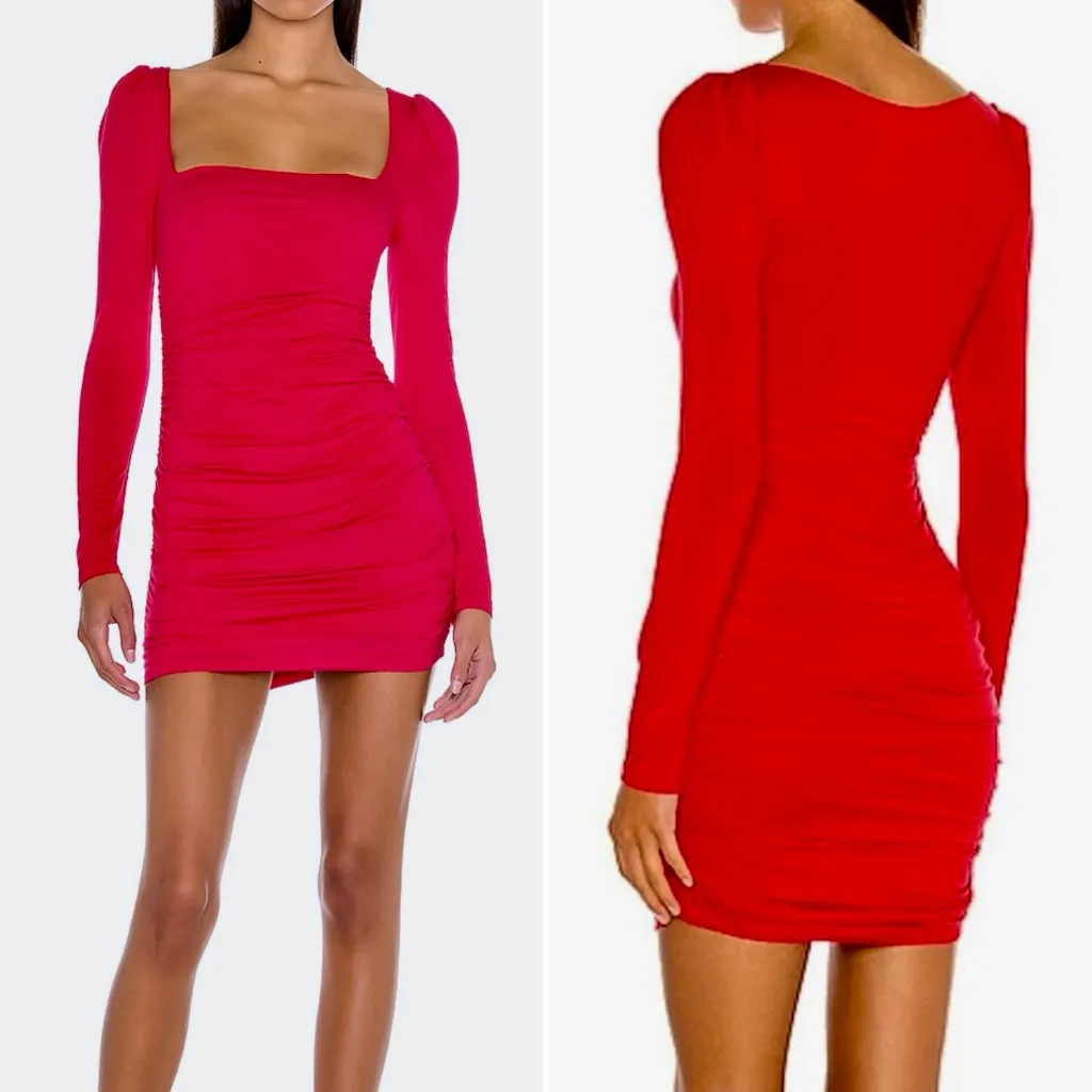 NWT Lovers + Friends Benae Square Neck Ruched Mini Dress Red – Size Small🧡 - Image 11