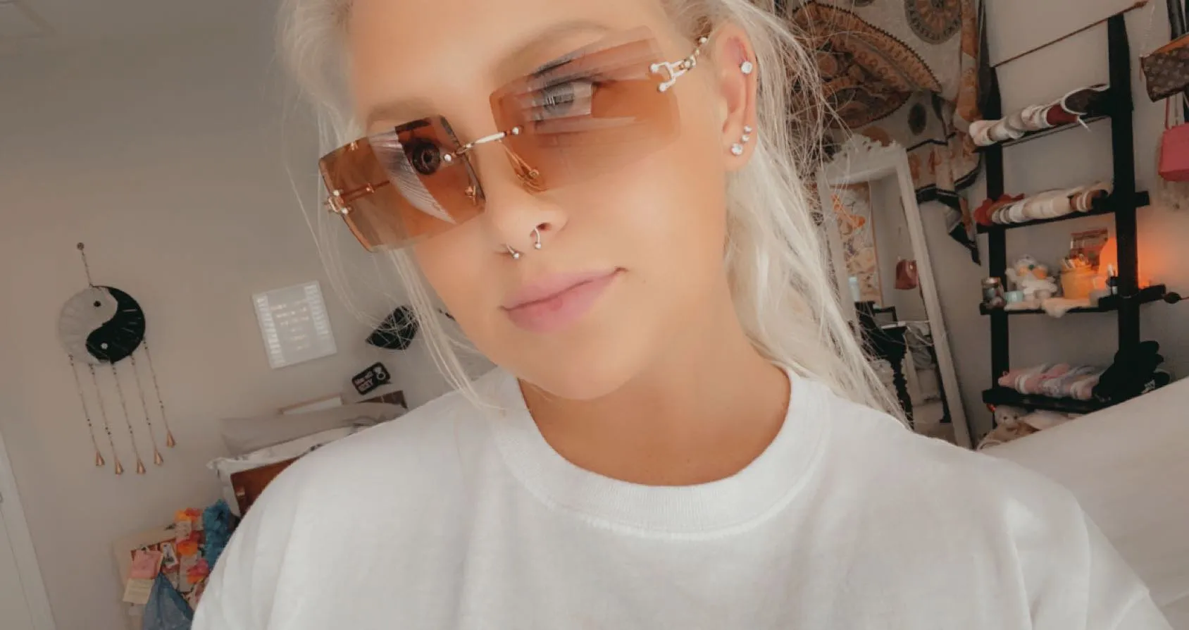 Rectangle Sunglasses Brown - Image 5