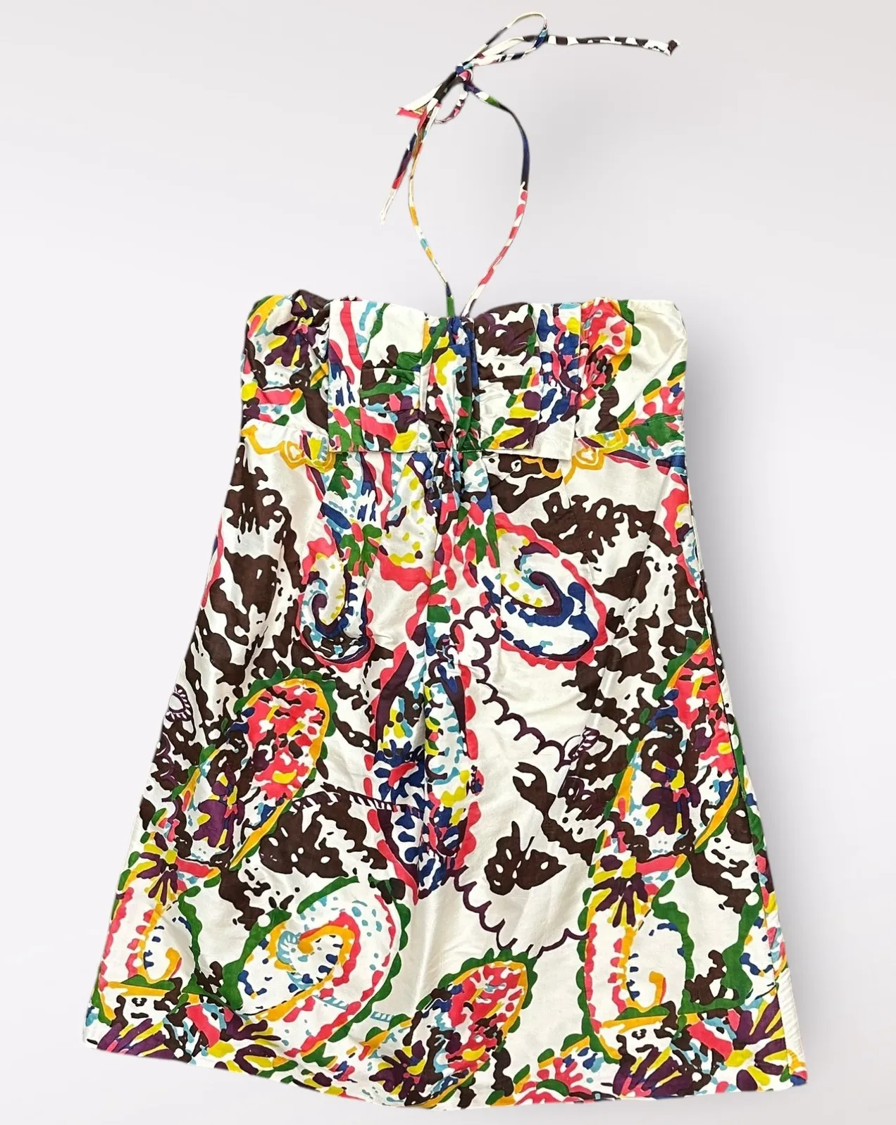 Alexia Admor White Floral Print Silk Halter Mini Party Cocktail Dress Size S - Image 1