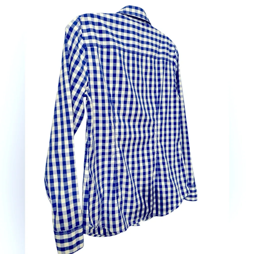 VINEYARD VINES GINGHAM BLUE WHITE CHECK LONG SLEEVE BUTTON DOWN VERSATILE SHIRT - Image 4