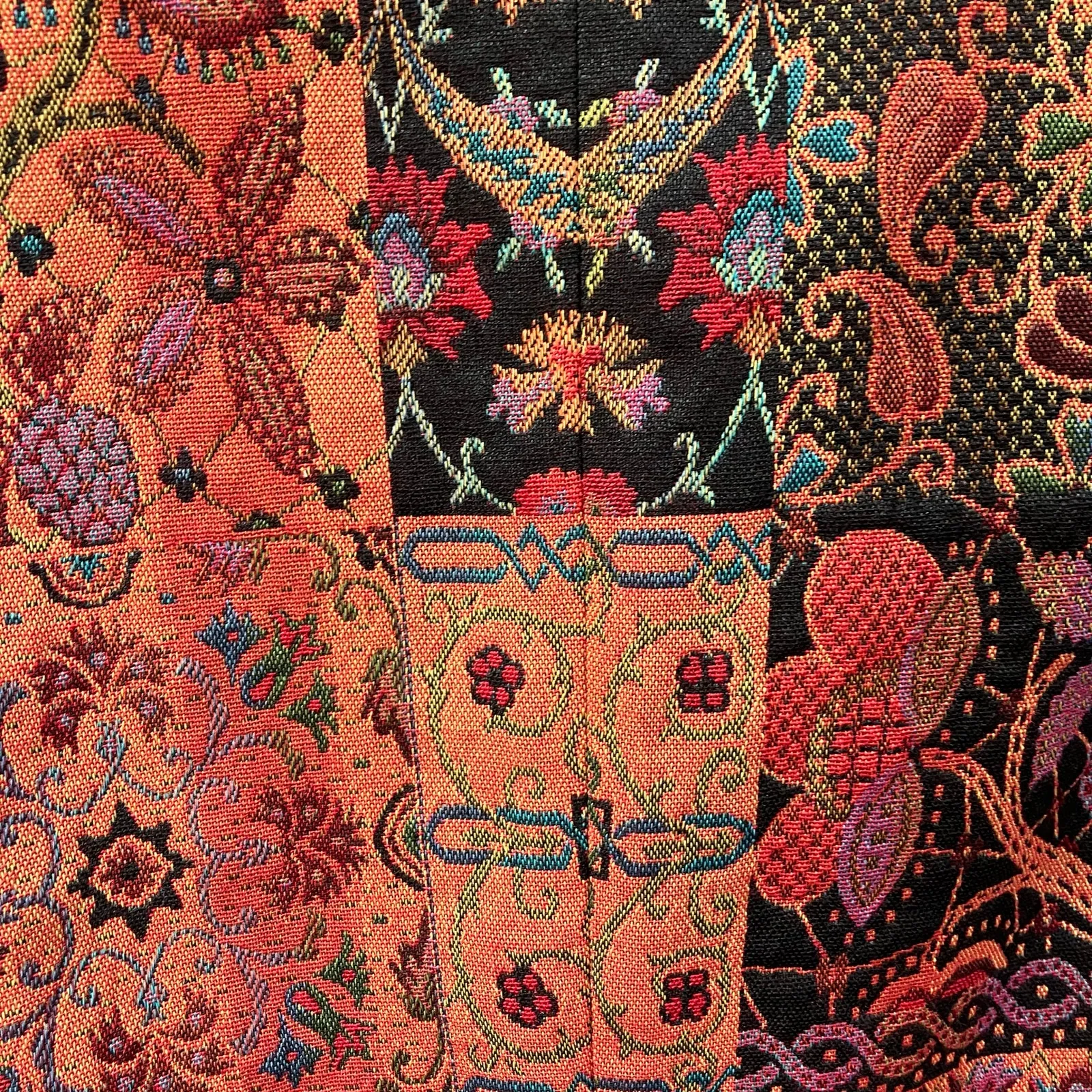 Ellen‎ Fig Womens Medium Multi Color Floral Full Zip Lined Beaded Blazer Jacket Orange - Image 14