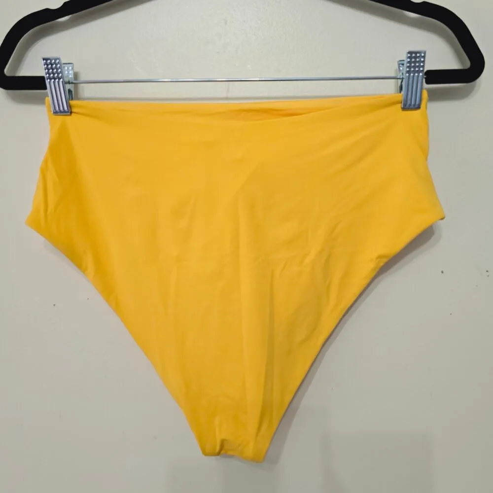 New Onia X WeWoreWhat Riviera Bikini Bottom Large Citrus Yellow Women's Size L - Image 8