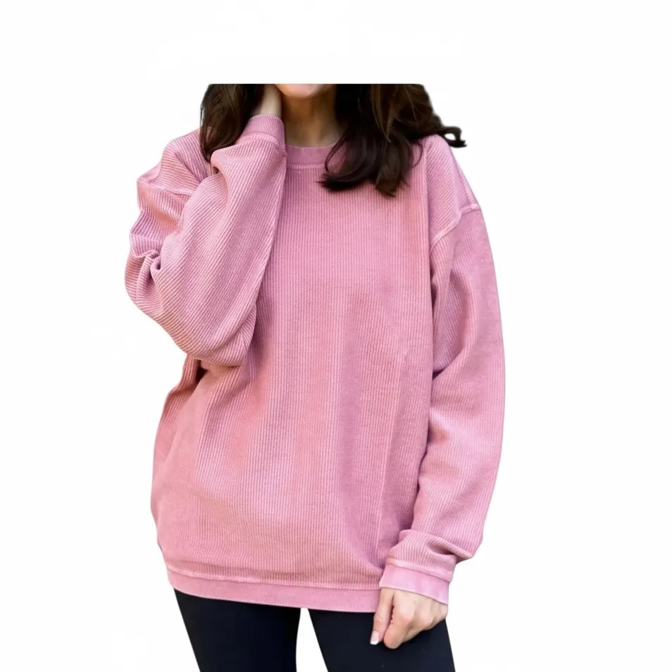 Moon Ryder Lux Corded Cotton Crewneck. Size Large Pink - Image 5