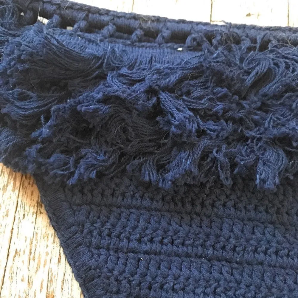 Suboo Crochet Bikini Bottom With Fringe Navy NWOT - Image 4
