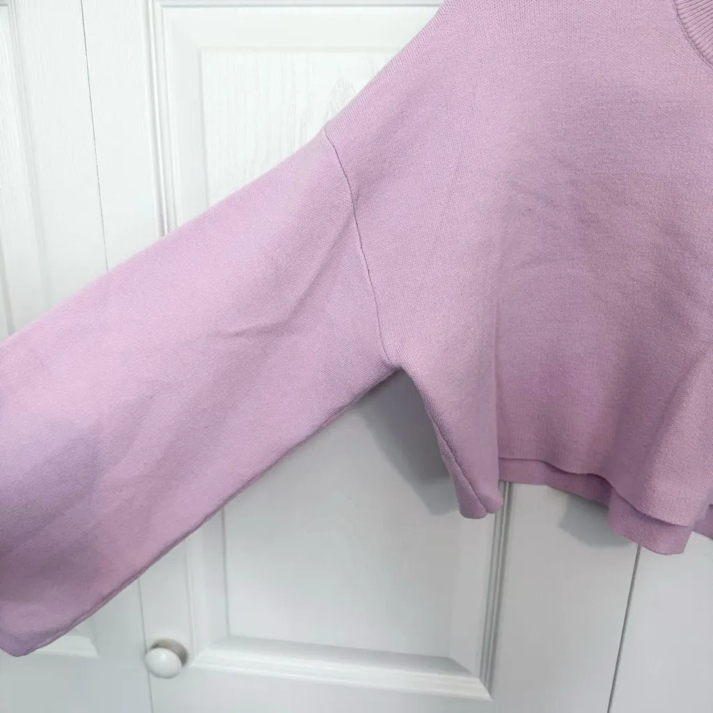 Zara Lilac Wide Sleeve Cropped Sweater MEDIUM - Image 2