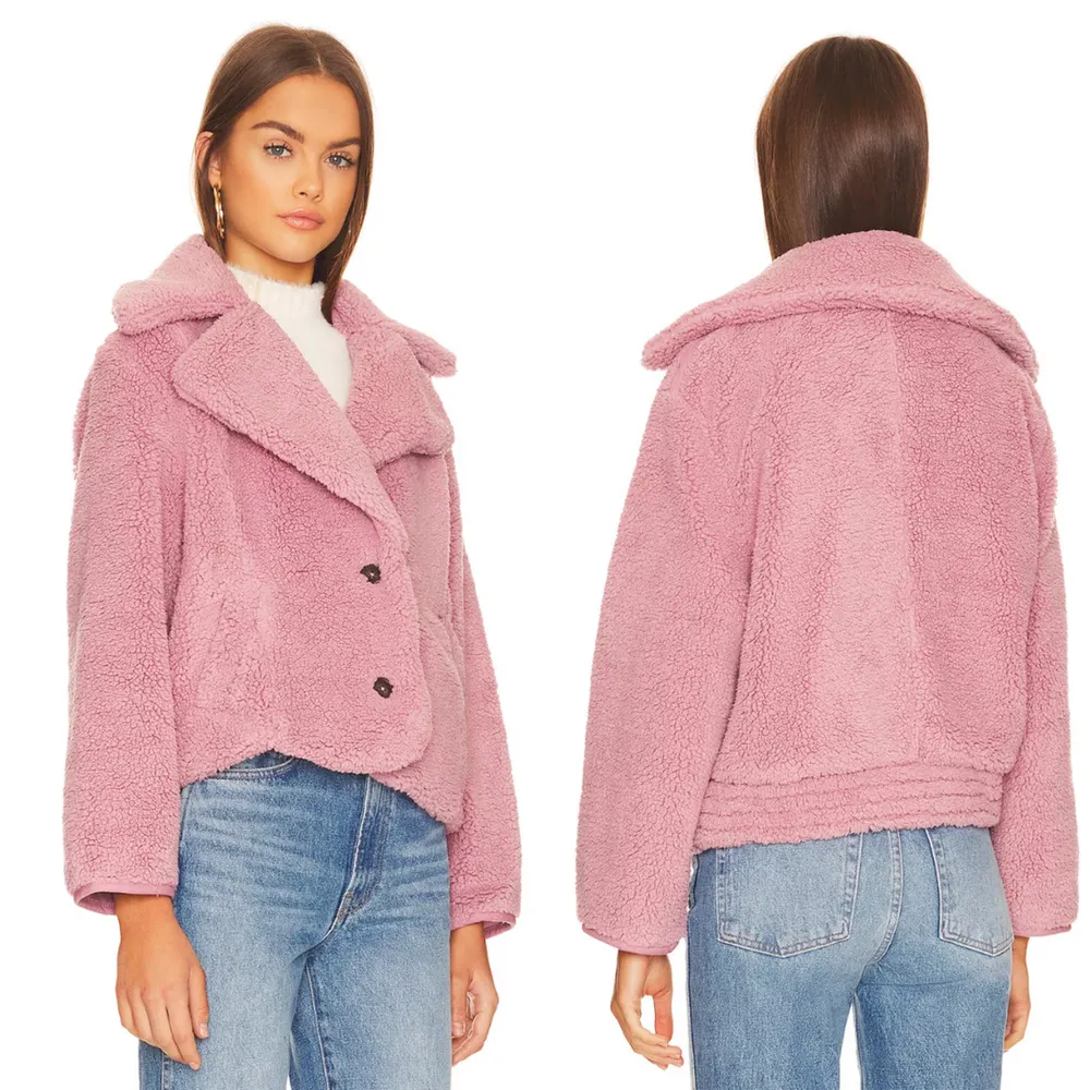 Free People Joplin Cozy Sherpa Faux Fur Jacket NWT Smoked Pink Size Large $198 - Image 3