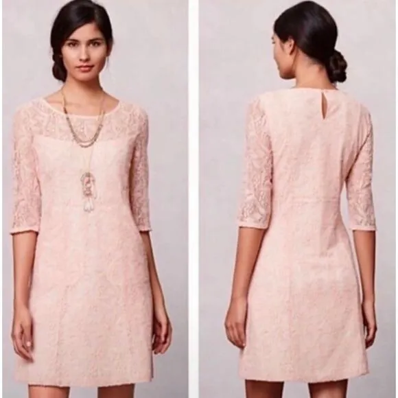 Maeve Anthropologie Pink Lefkara Lace Dress Size Medium New without tags - Image 2