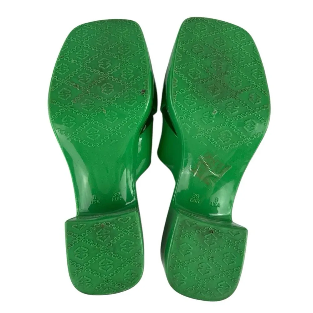 Jeffrey Campbell Bubblegum Women's Green Block Heel Slip On Platform Sandals 8 - Image 4