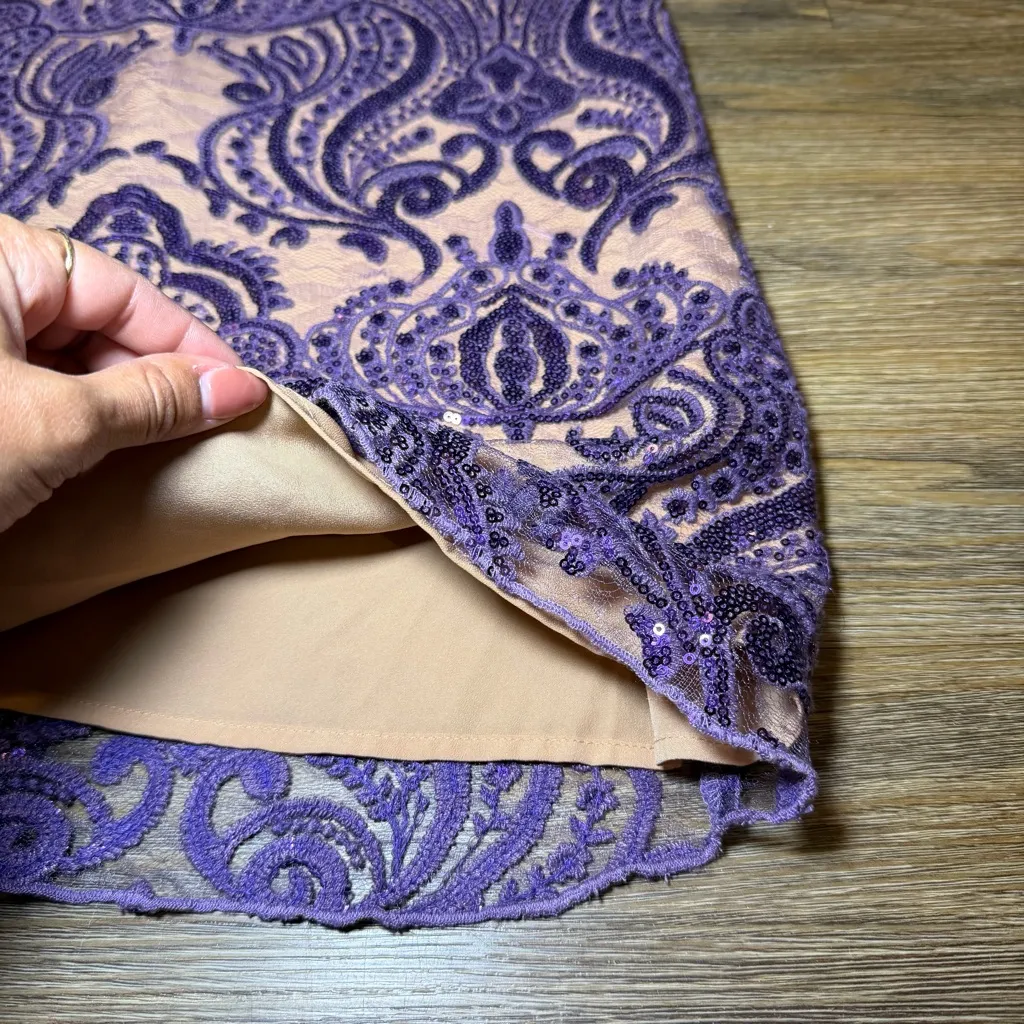 Free People Purple Lace Sequin Sparkly Mini Dress - Image 7