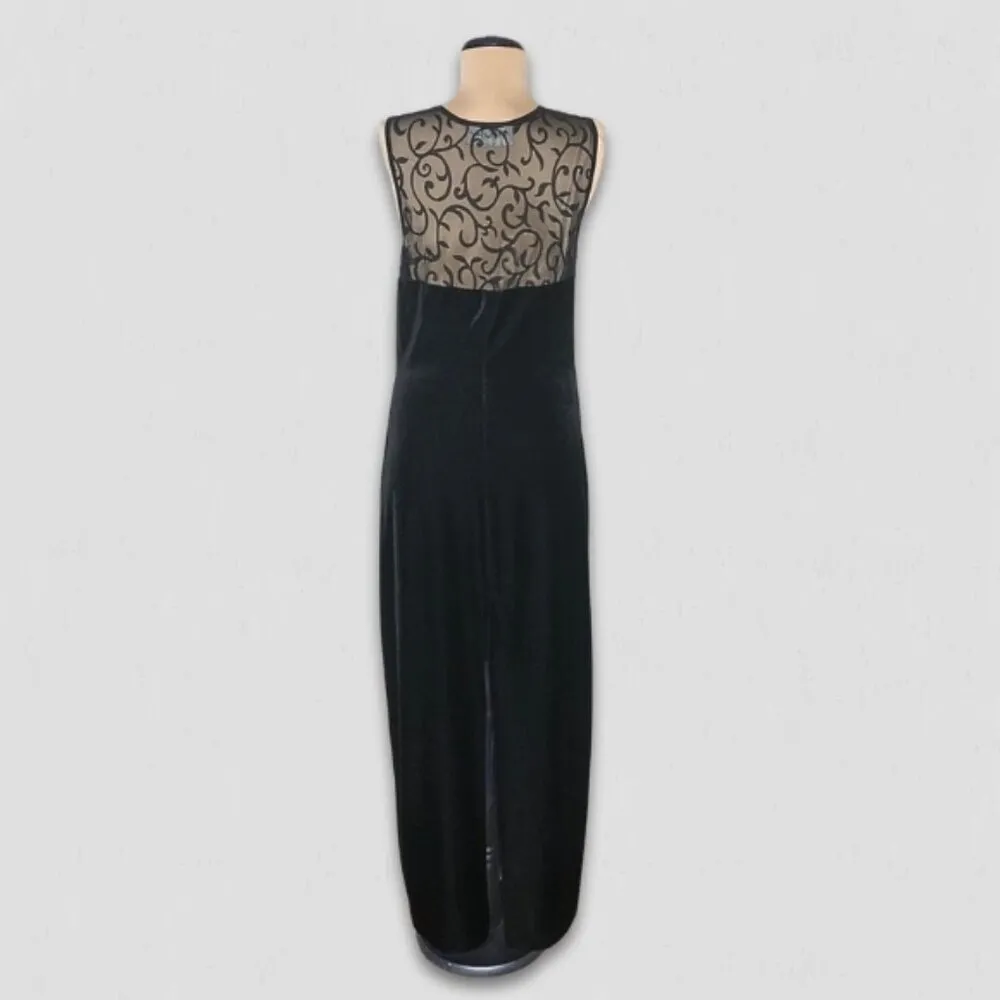 All That Jazz Black Velvet Maxi Dress Large - Image 3