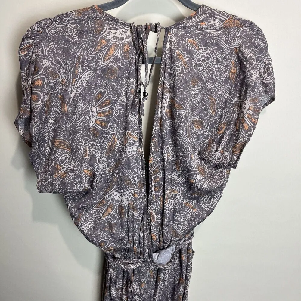 Free People Universal Surplus Jumpsuit Taupe Gray Paisley Small - Image 12