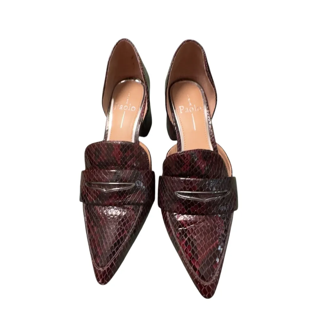 Linea Paolo Cache Burgundy Snakeskin Leather D’Orsay Pumps Women’s Size 5 NWOT Red - Image 3
