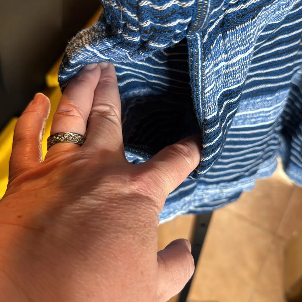 Lou & Grey LOFT Baja Blue Striped Racerback Romper Size Medium - Image 6