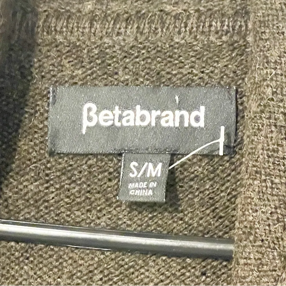 Betabrand Small/Medium Brown Black Sheep Wool Wrap Hooded Cardigan Sweater - Image 4