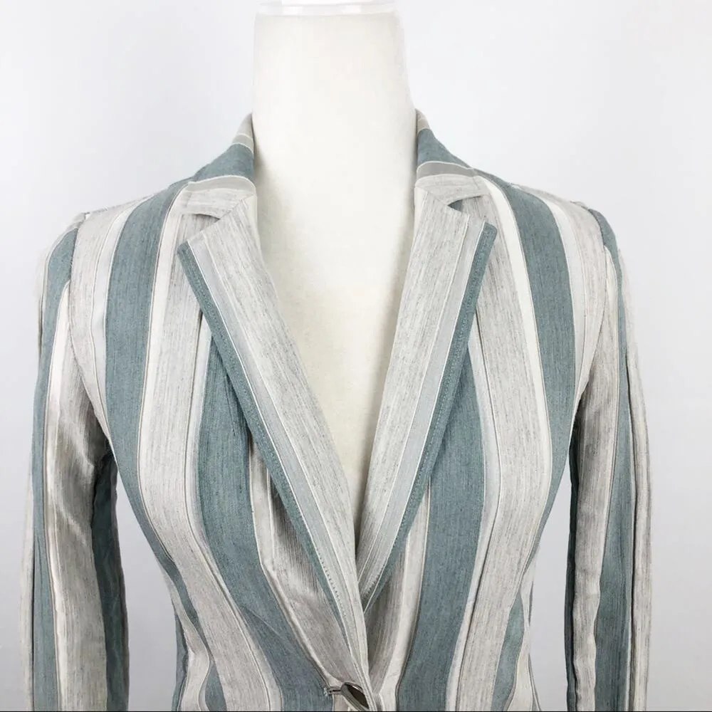 Lafayette 148 NY Vangie Vertical Striped Two Button Blazer Jacket Size 2 Job - Image 5