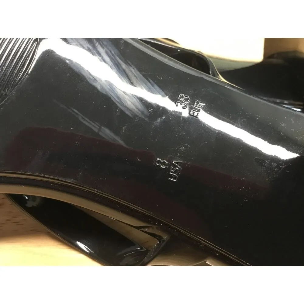 Jeffrey Campbell Jamm-3 Women's 8 Black Leather Slip-On Open-Toe Heel Sandals - Image 6