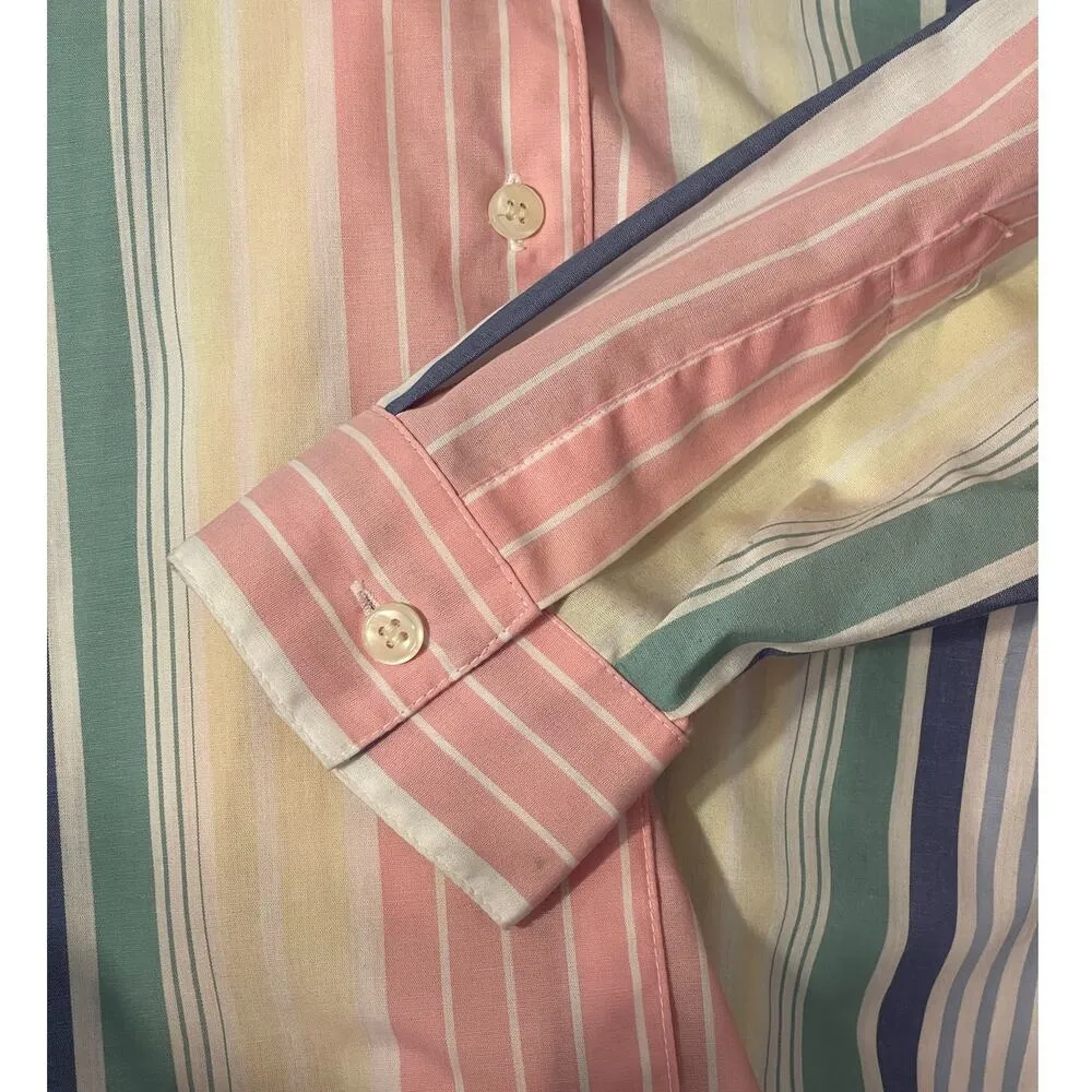 The Tog Shop Women's Oversized Long Sleeve Button Front Striped Blouse Large - Image 4