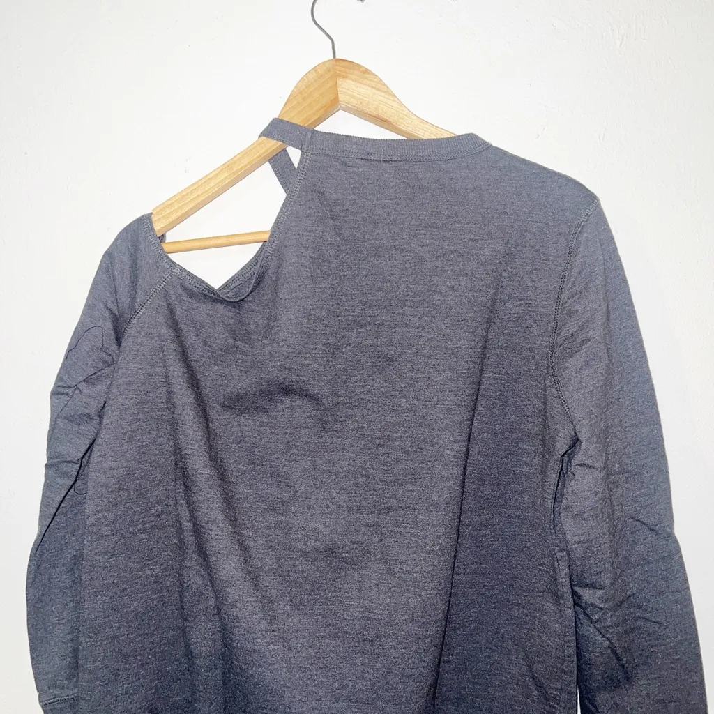 Disney Mickey Mouse charcoal gray cold shoulder long sleeve shirt - Image 8