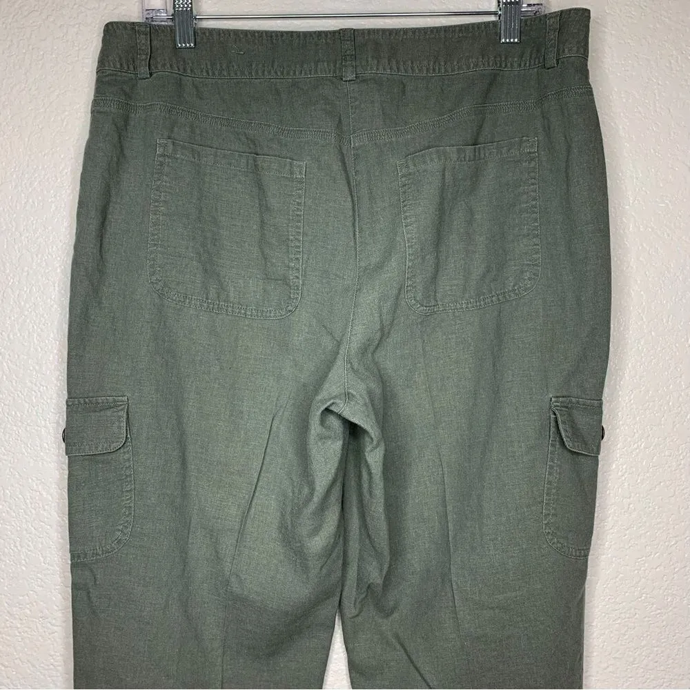 Chico’s Linen Blend Olive Green Cargo Ankle Pants - Image 9