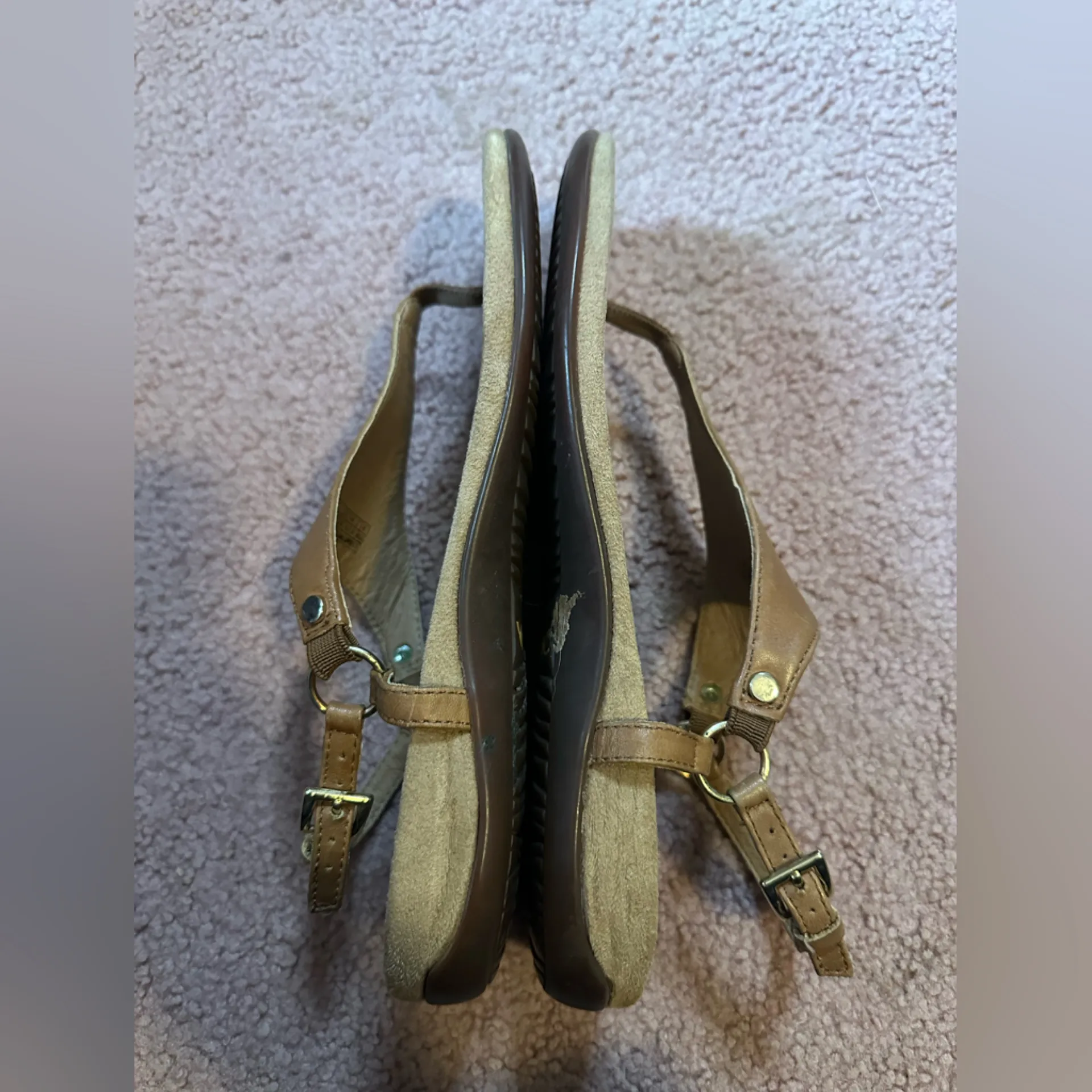 Vionic Women’s Rest Kirra Backstrap Tan Brown Leather Thong Sandals Size 9 - Image 3